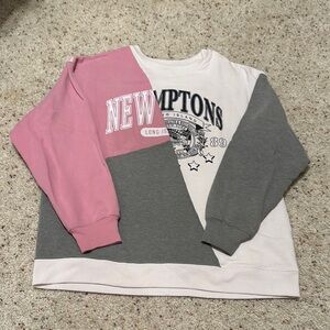 Colorblock Sweatshirt - Pink, Gray, and White